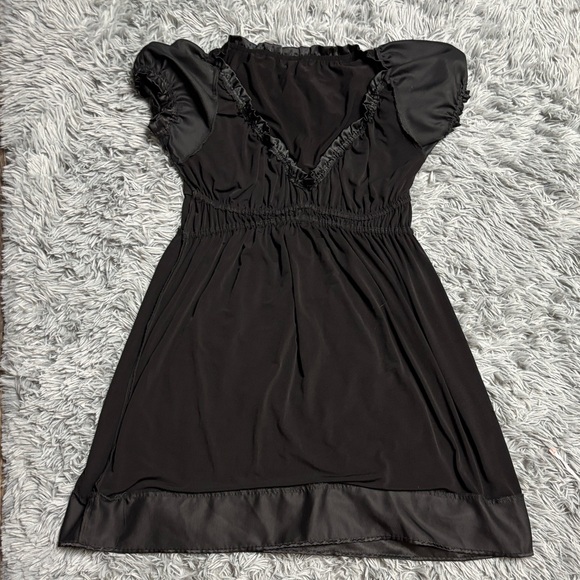 Y2k Puff Sleeve Satin Hem Babydoll Mini Dress - Picture 10 of 15